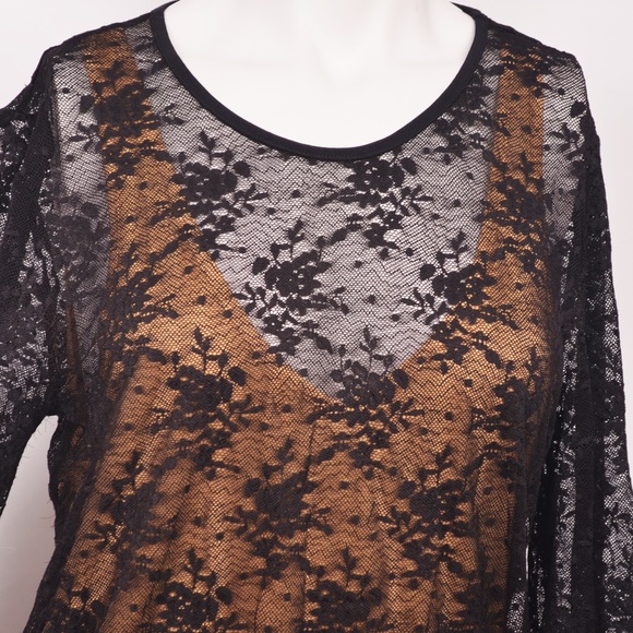 Aqua Capsule Black Lace Long Sleeve Bodysuit (L) - Picture 4 of 6
